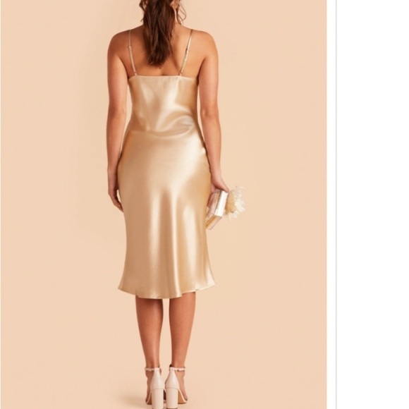 NWT Birdy Grey SMALL Lisa Midi Dress Shiny Satin Gold Sleeveless Cowl Neck - Picture 3 of 9